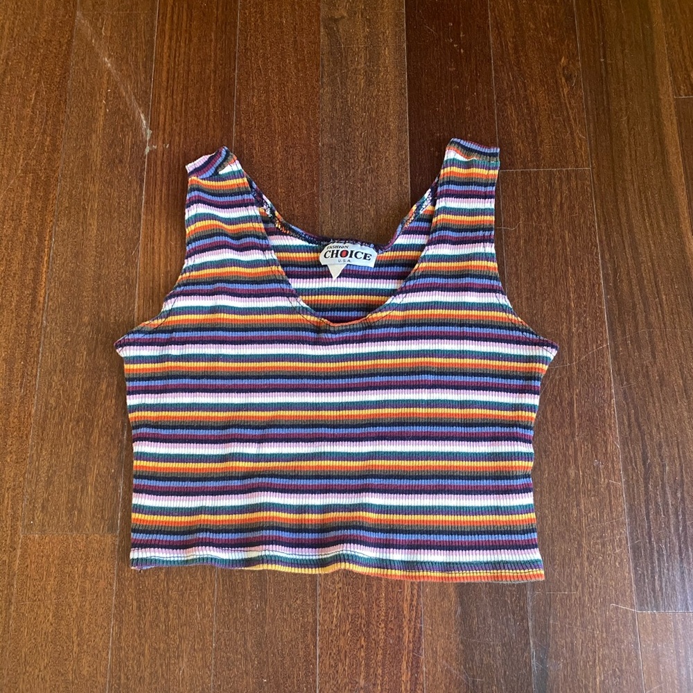 Vintage | Striped Crop Tank Top